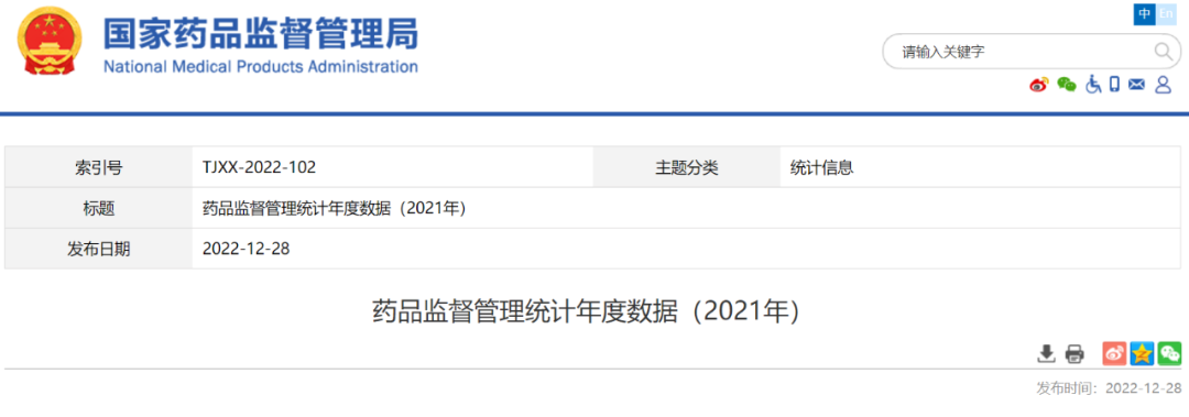 【NMPA】医疗器械监督管理统计年度数据（2021年）公开